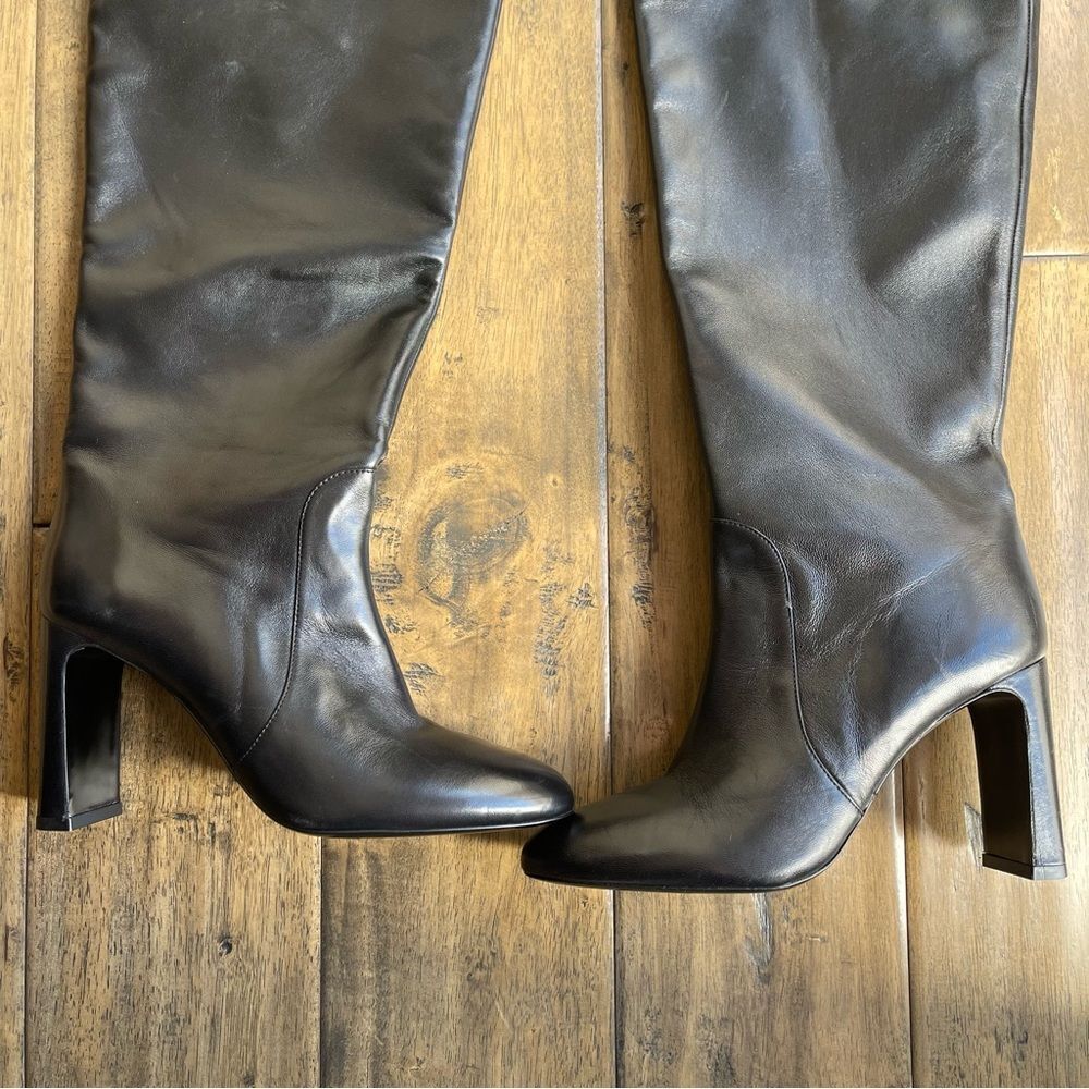 Stuart Weitzman Babette Tubo 85 Over The Knee OTK Tall Long Black leather Boots - Picture 5 of 13
